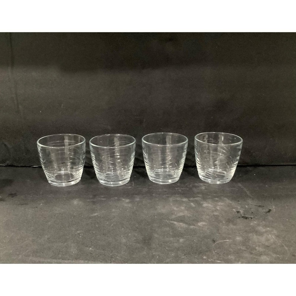 Set of 4 Libbey Orbita Wave 10 Oz Glass Tumblers 3.25"
